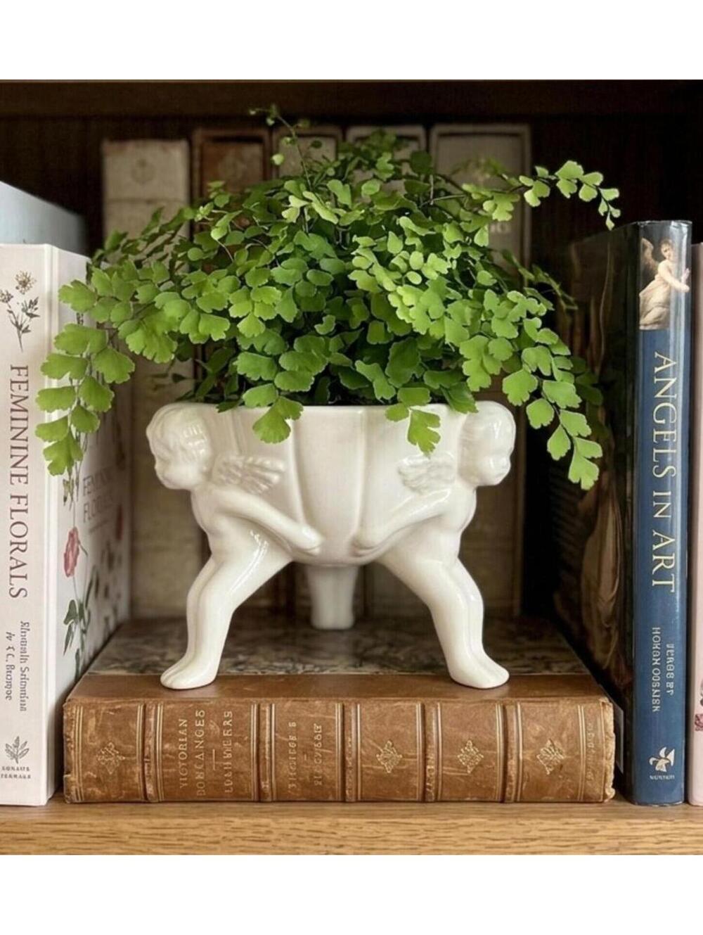 Vintage Hollywood Cottage Cherub Planter Bowl Modern Heritage 1950s Romantic